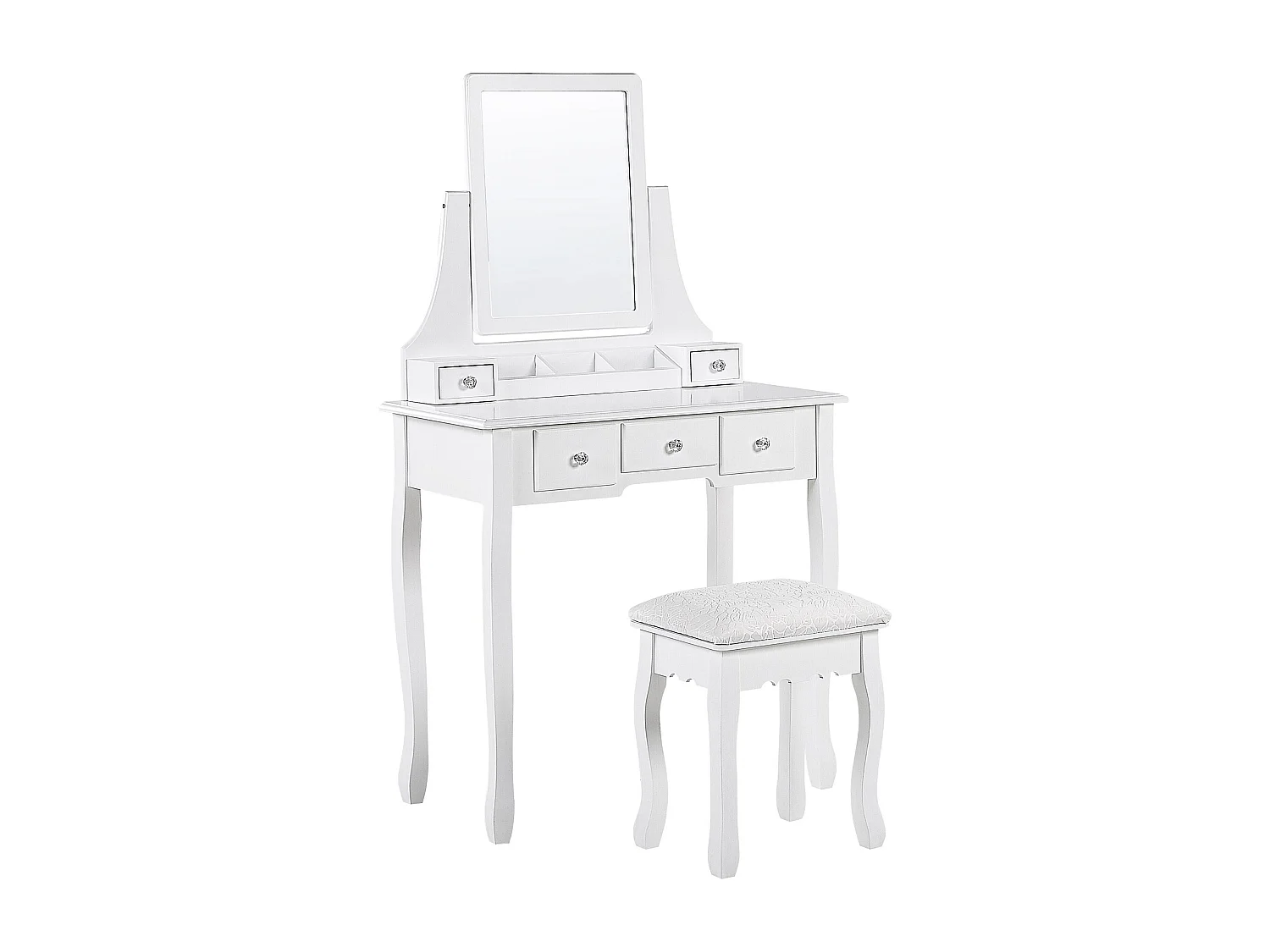 Toeletta con specchio e sgabello RAYON Bianco