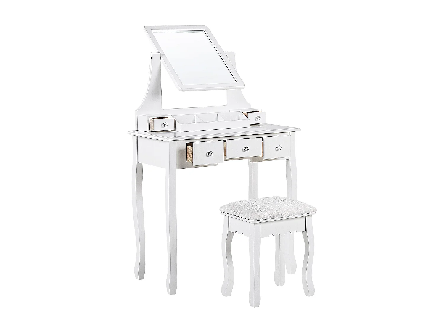 Toeletta con specchio e sgabello RAYON Bianco