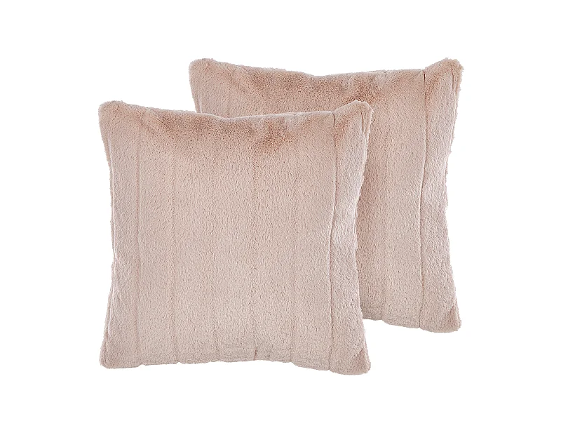 Lot de 2 coussins décoratifs PUMILA Fourrure synthétique 45 x 45 cm Rose pastel Unicolore