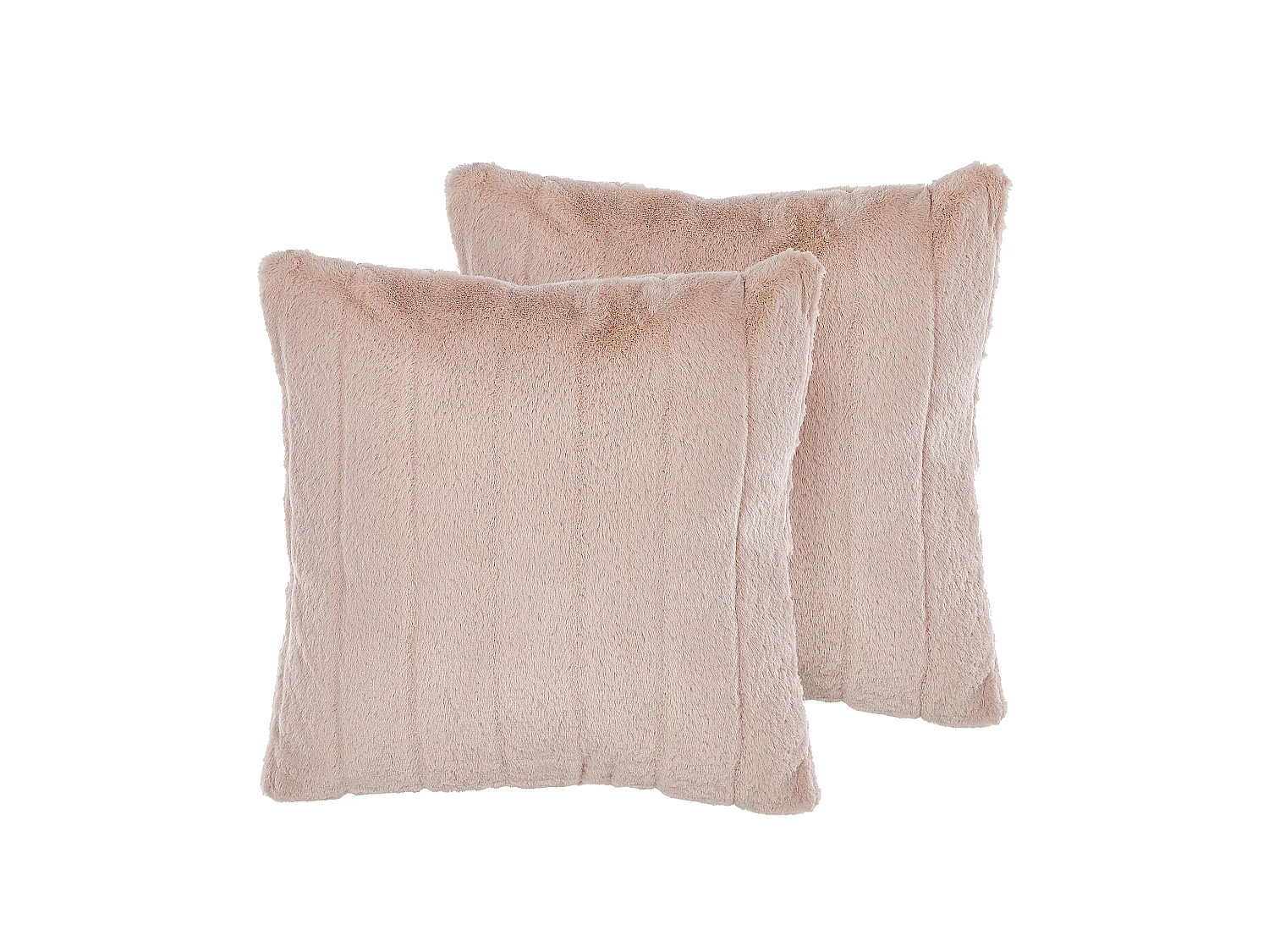 Lot de 2 coussins décoratifs PUMILA Fourrure synthétique 45 x 45 cm Rose pastel Unicolore