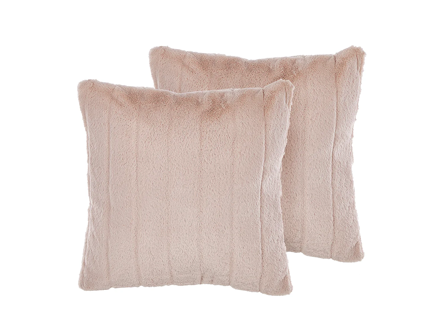 Lot de 2 coussins décoratifs PUMILA Fourrure synthétique 45 x 45 cm Rose pastel Unicolore