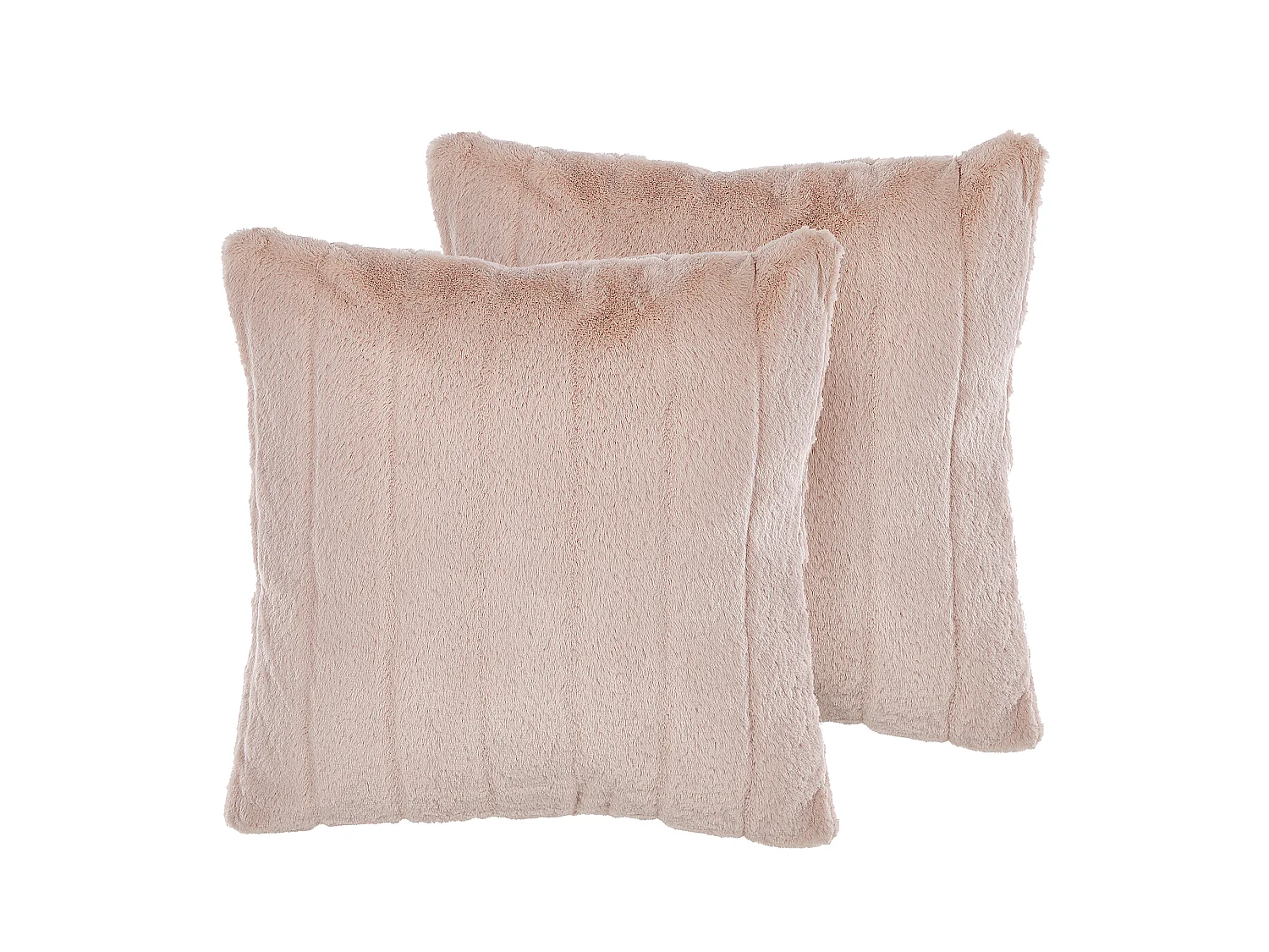 Lot de 2 coussins décoratifs PUMILA Fourrure synthétique 45 x 45 cm Rose pastel Unicolore