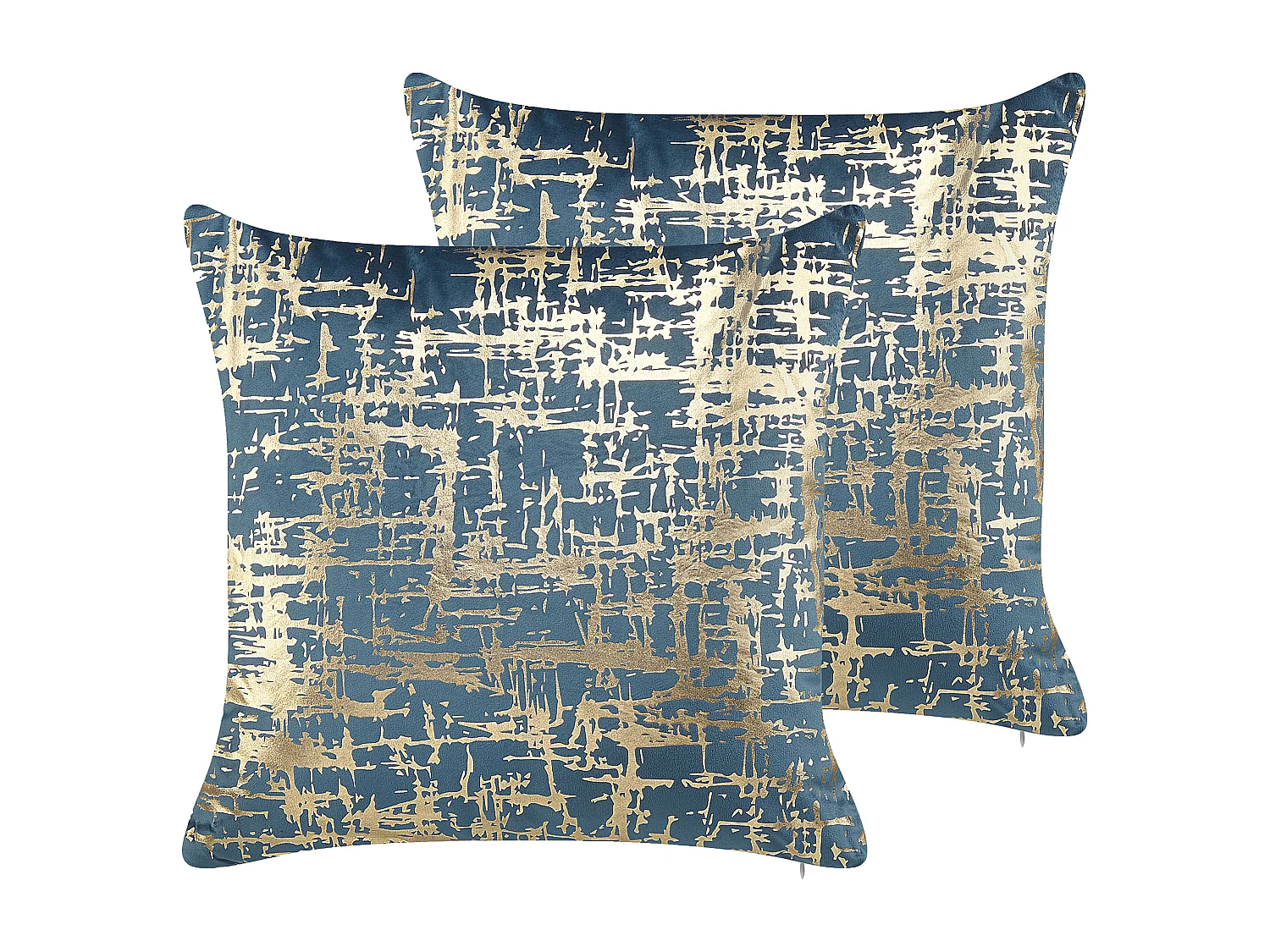 Set van 2 decoratieve kussens GARDENIA Fluweel 45 x 45 cm Blauw Abstract patroon