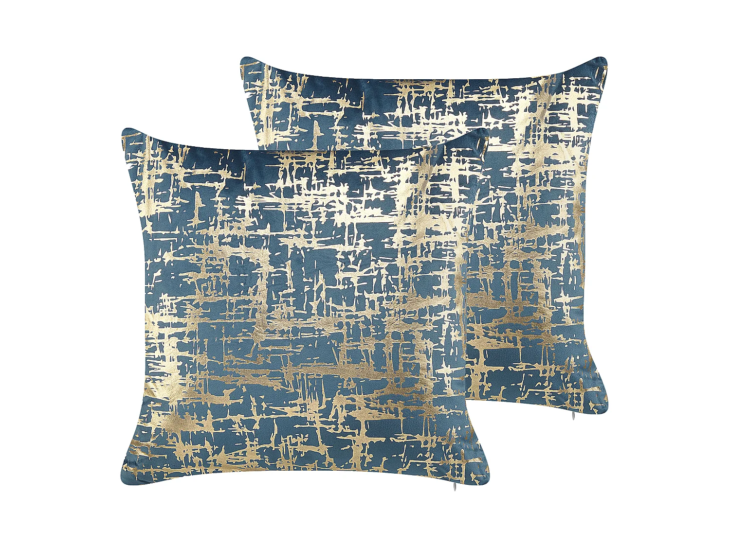 Set of 2 Decorative Cushions GARDENIA Velvet 45 x 45 cm Blue Abstract Pattern
