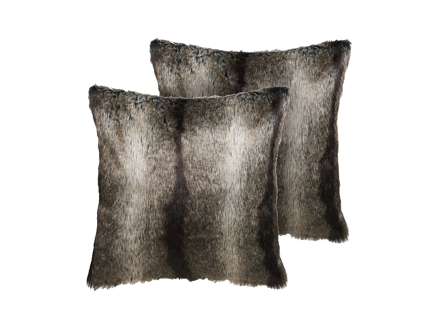 Lot de 2 coussins décoratifs RUBRUM Fourrure synthétique 45 x 45 cm Gris À rayure