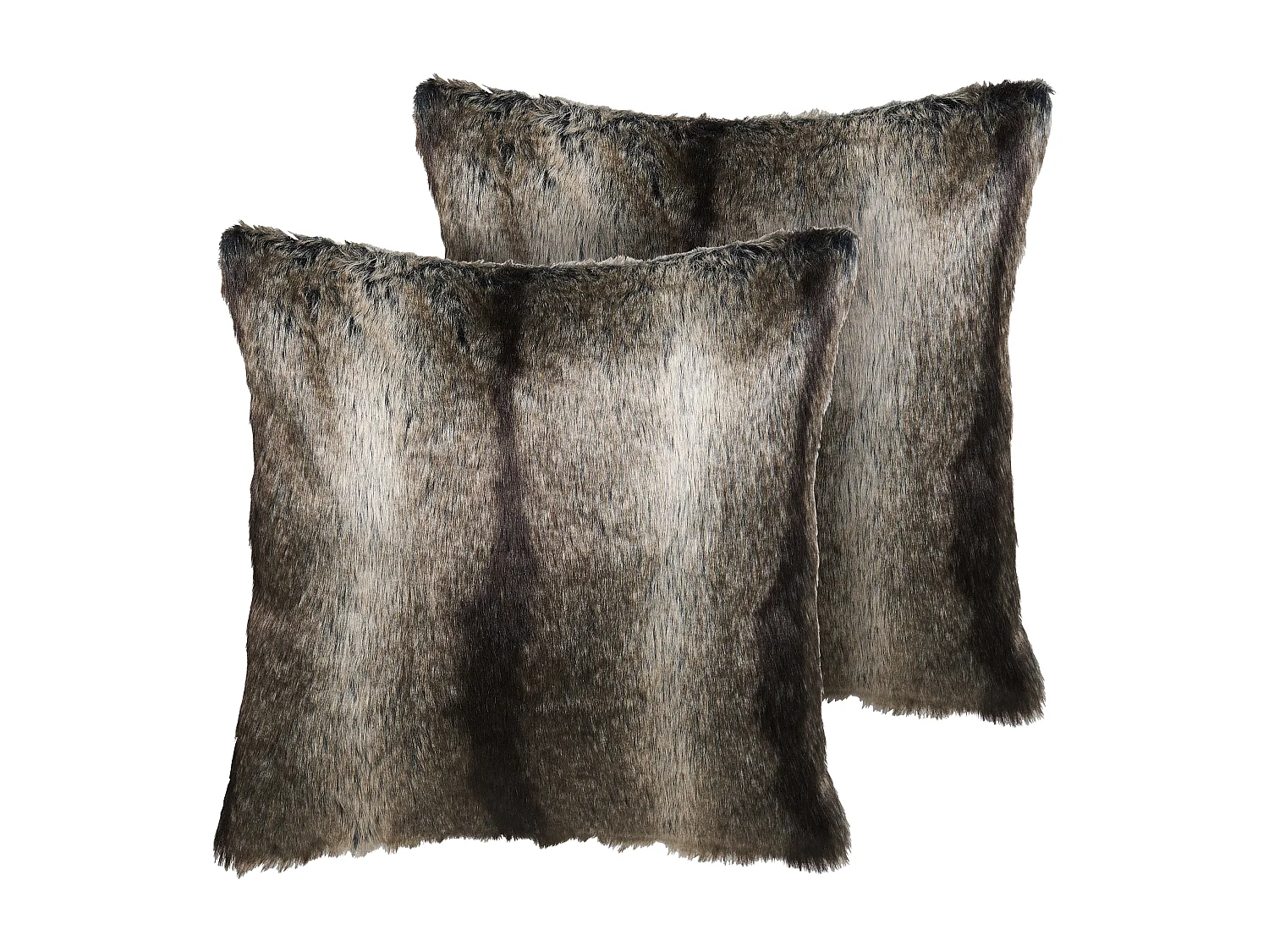 Lot de 2 coussins décoratifs RUBRUM Fourrure synthétique 45 x 45 cm Gris À rayure