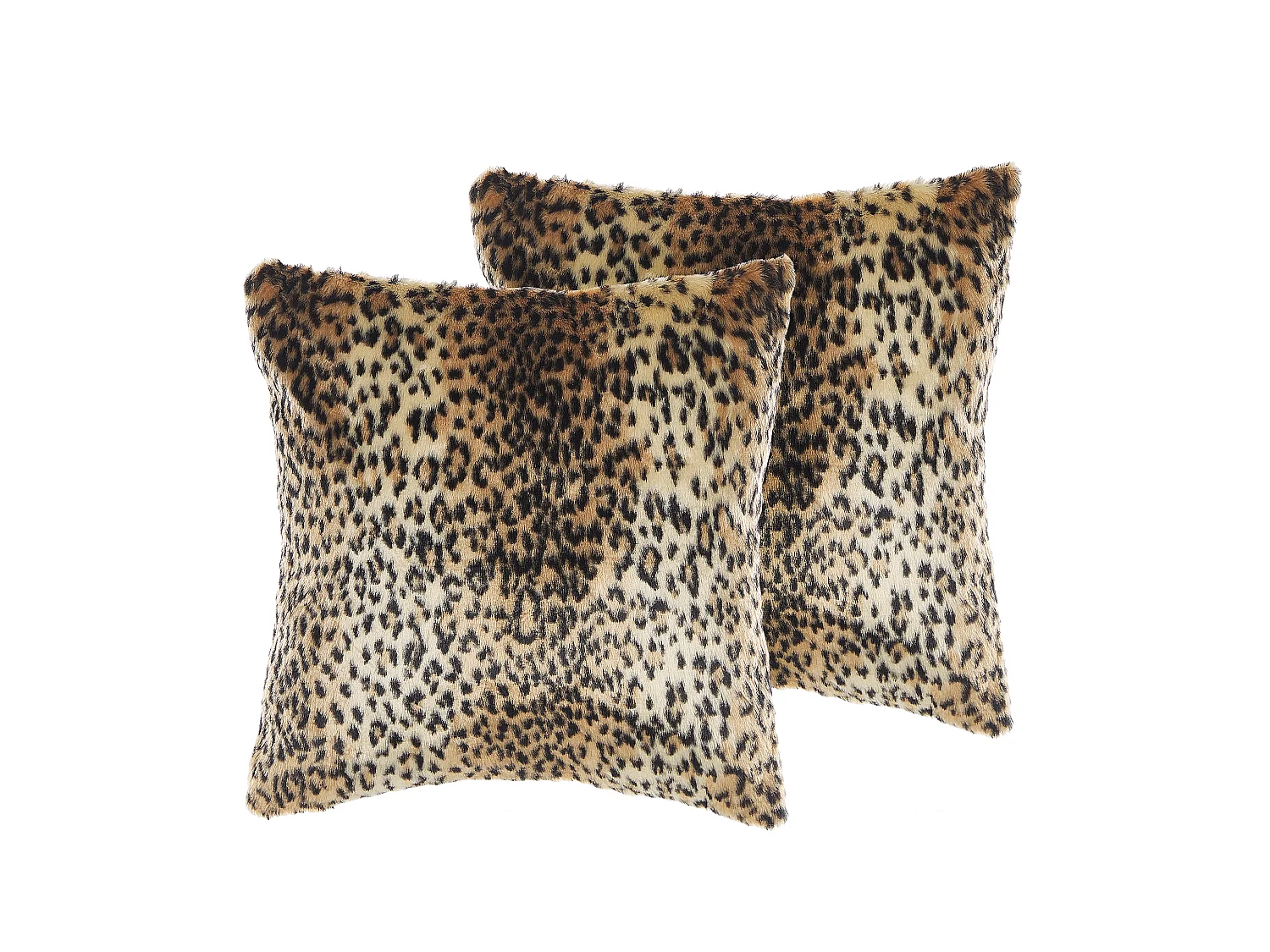 Dekokissen 2er Set FOXTAIL Webpelz 45 x 45 cm Braun Tiermuster