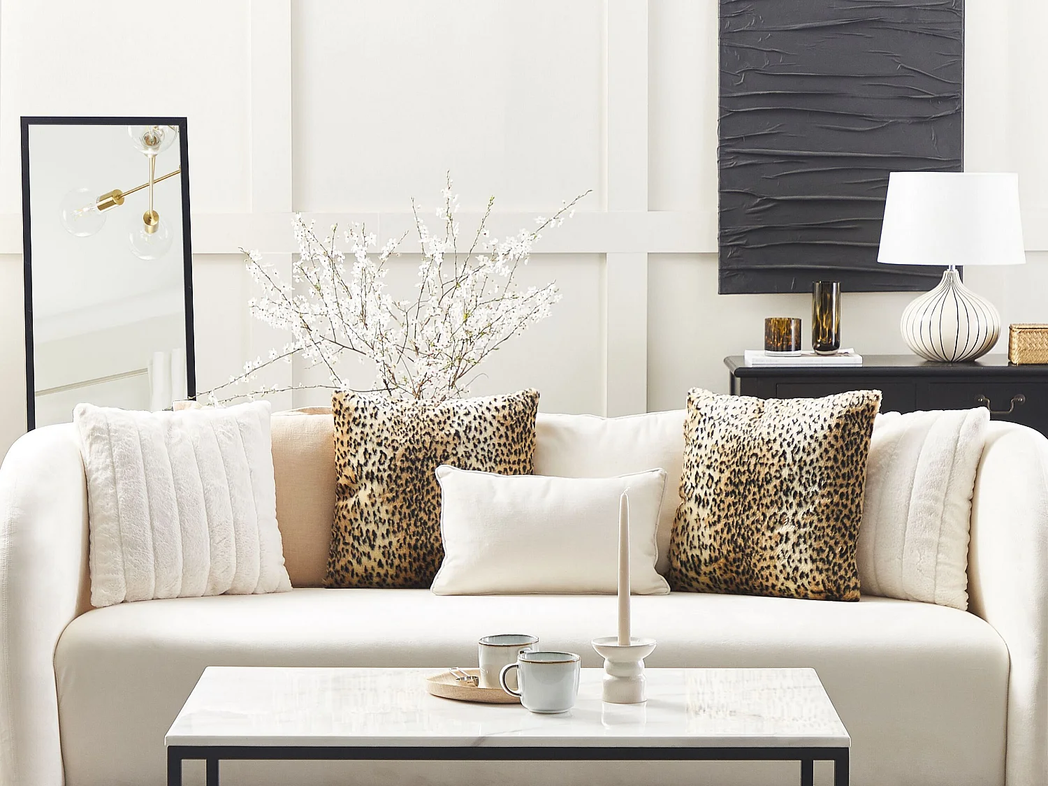 Set van 2 decoratieve kussens FOXTAIL Nepbont 45 x 45 cm Bruin Dierenprint