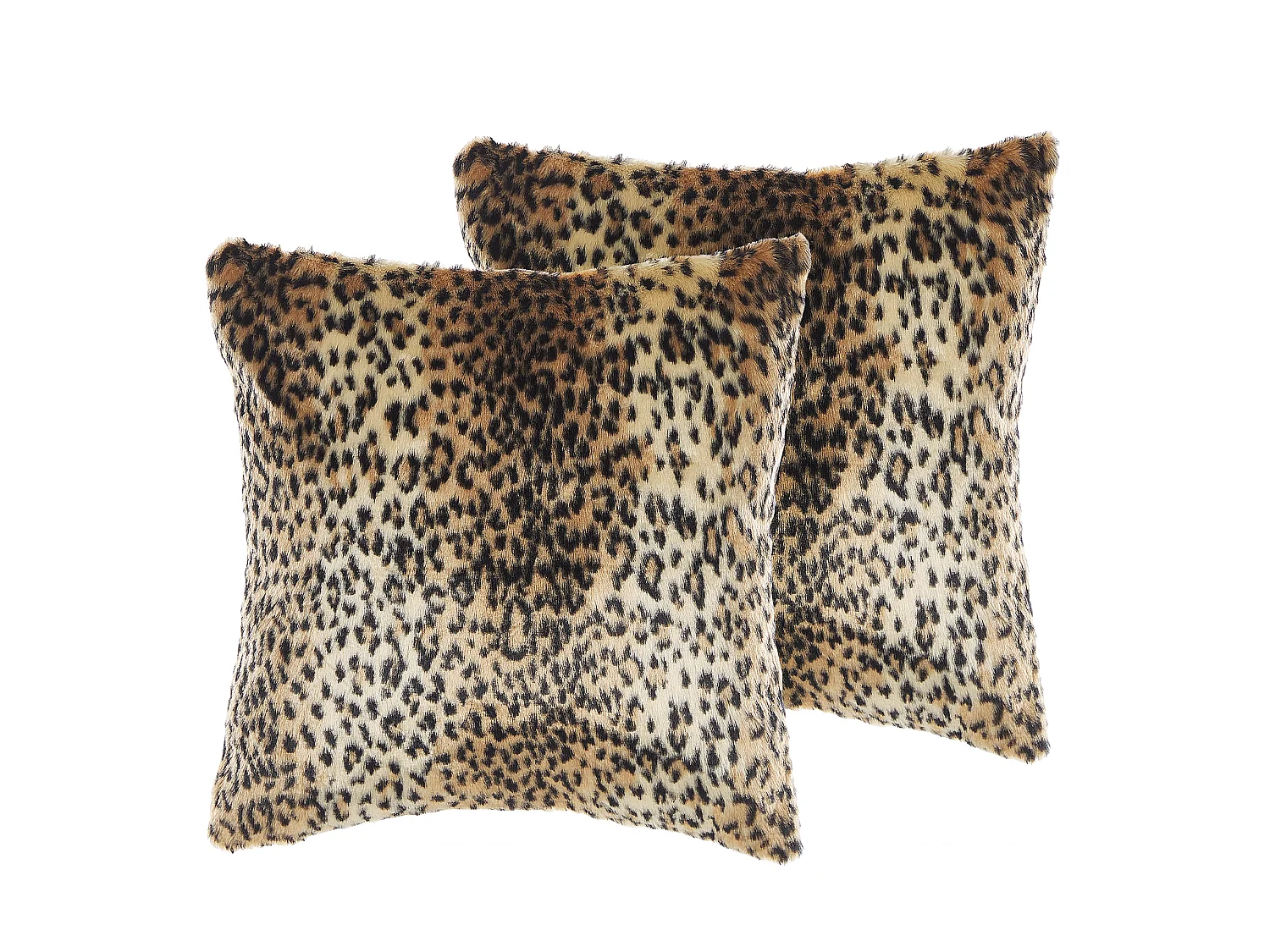 Set van 2 decoratieve kussens FOXTAIL Nepbont 45 x 45 cm Bruin Dierenprint