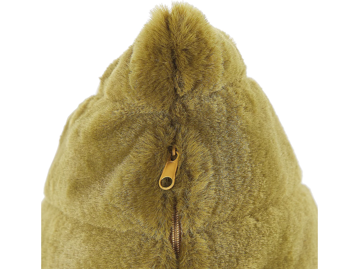 Set di 2 cuscini PUMILA Finta pelliccia 45 x 45 cm Verde oliva A strisce