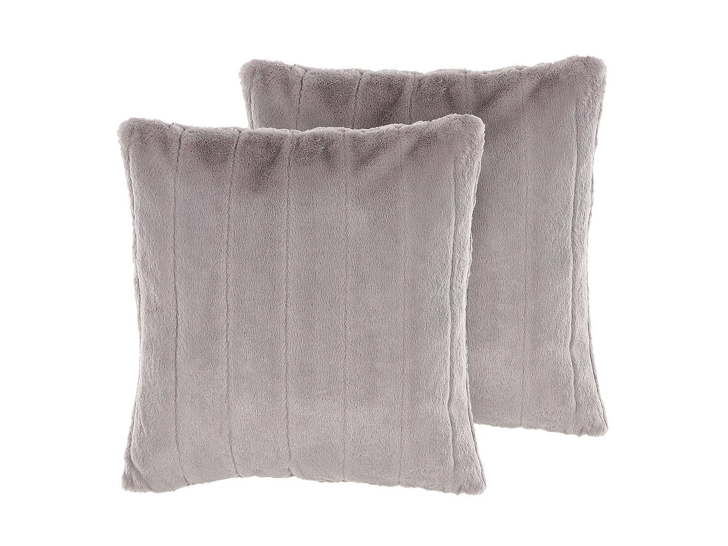 Lot de 2 coussins décoratifs PUMILA Fourrure synthétique 45 x 45 cm Gris clair À rayure