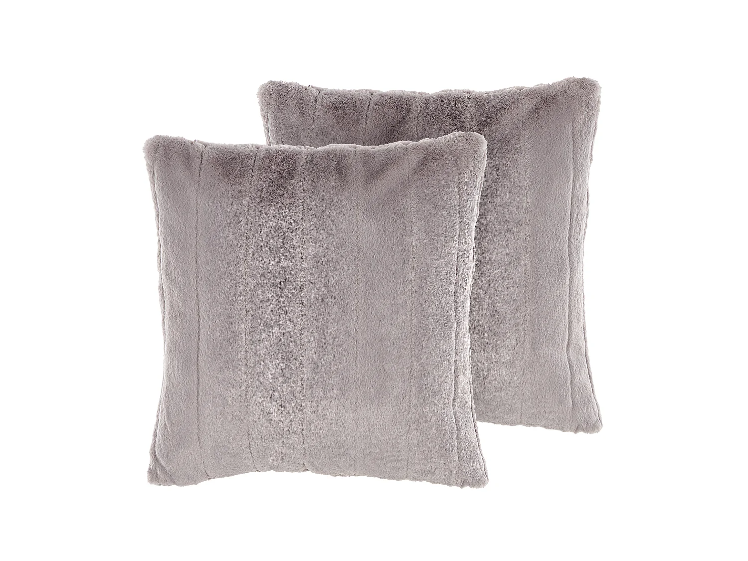 Lot de 2 coussins décoratifs PUMILA Fourrure synthétique 45 x 45 cm Gris clair À rayure