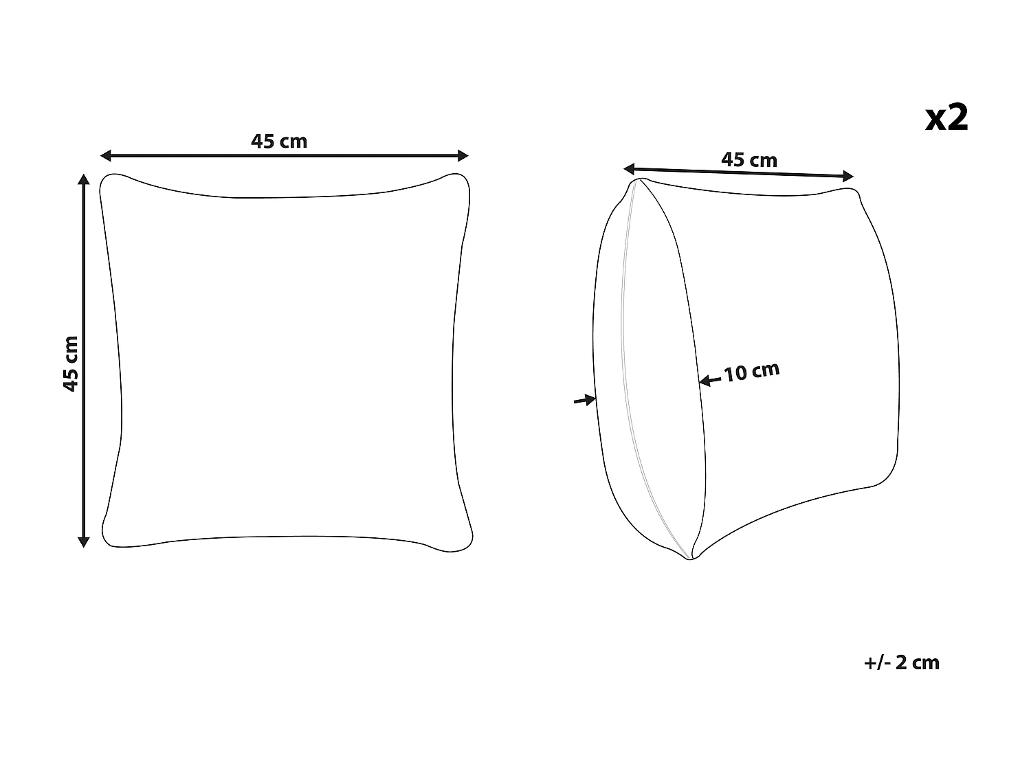 Set van 2 decoratieve kussens PUMILA Nepbont 45 x 45 cm Lichtgrijs Gestreept