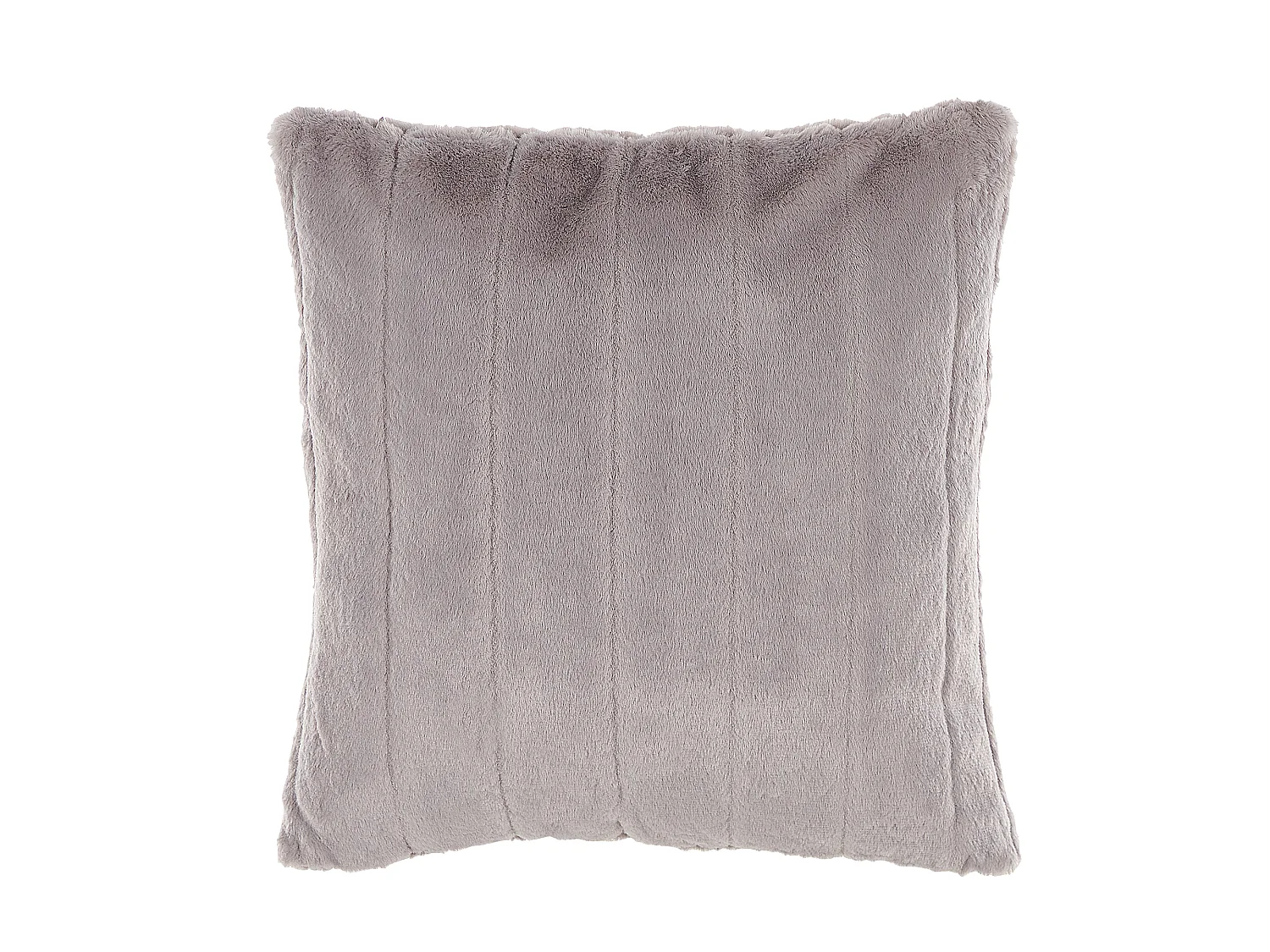 Set van 2 decoratieve kussens PUMILA Nepbont 45 x 45 cm Lichtgrijs Gestreept