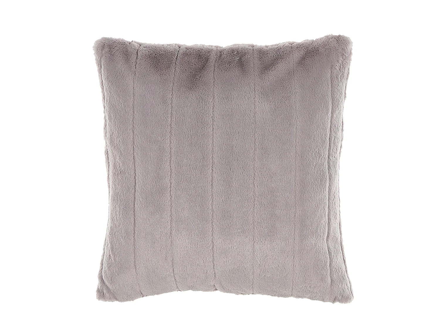 Conjunto de 2 cojines decorativos PUMILA Pelo sintético 45 x 45 cm Gris claro A rayas