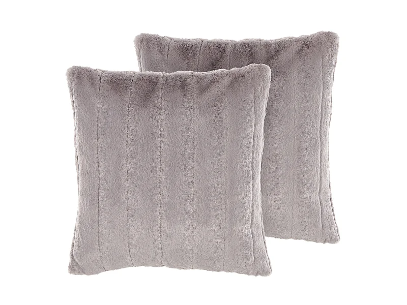 Dekokissen im 2er Set Felloptik 45 x 45 cm gestreiftes Polyester grau Pumila