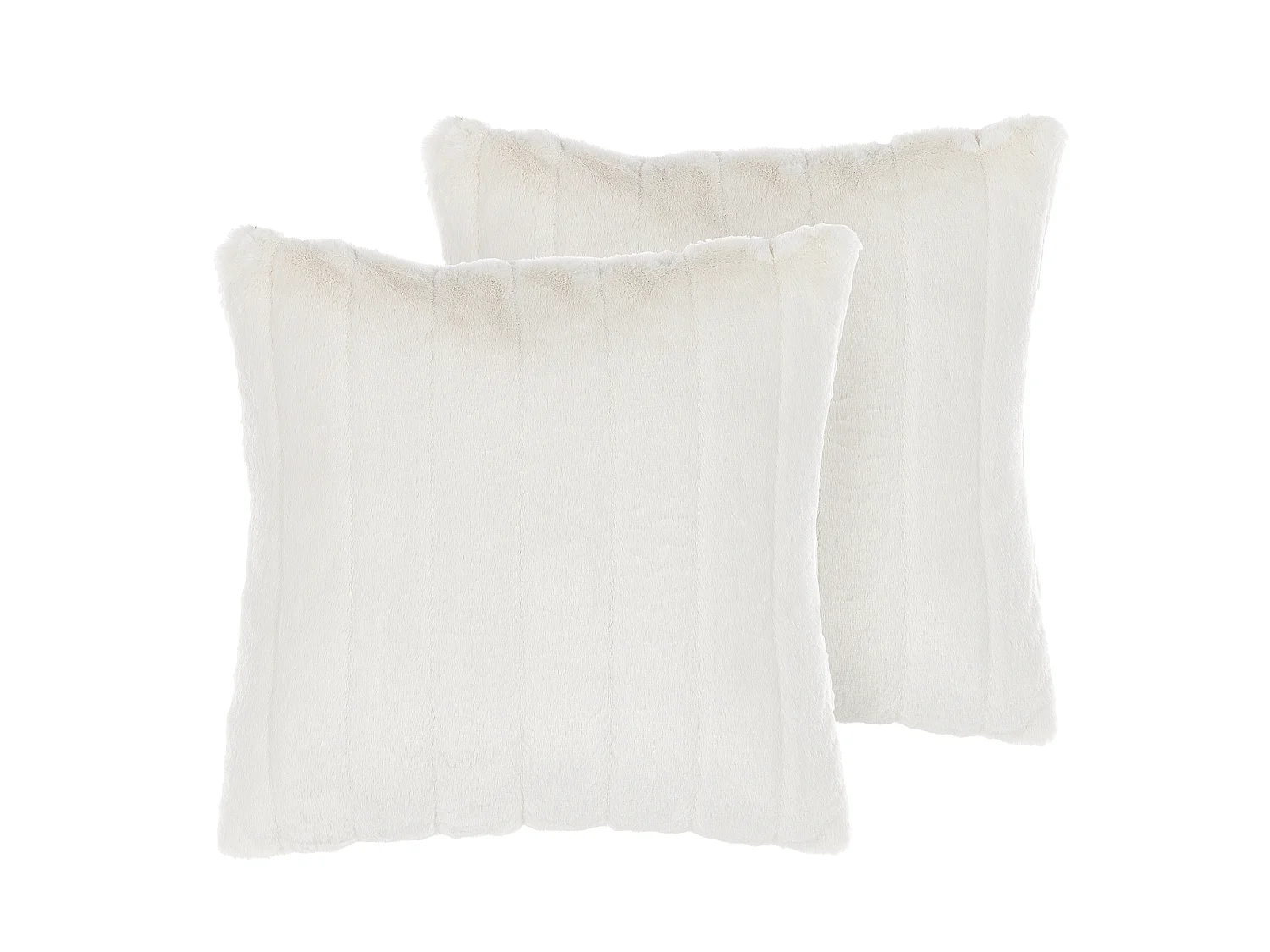 Set of 2 Decorative Cushions PUMILA Faux Fur 45 x 45 cm White Solid