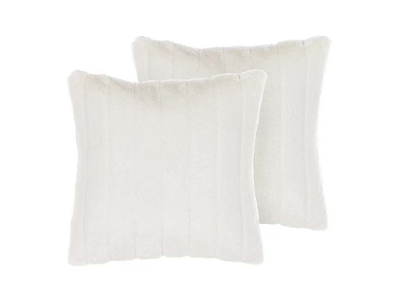 Lot de 2 coussins décoratifs PUMILA Fourrure synthétique 45 x 45 cm Blanc Unicolore