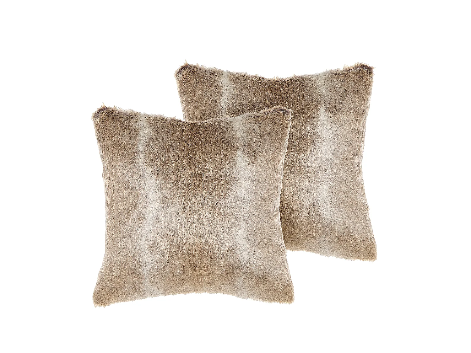 Dekokissen 2er Set Felloptik braun 45 x 45 cm mit Reißverschluss Hordeum
