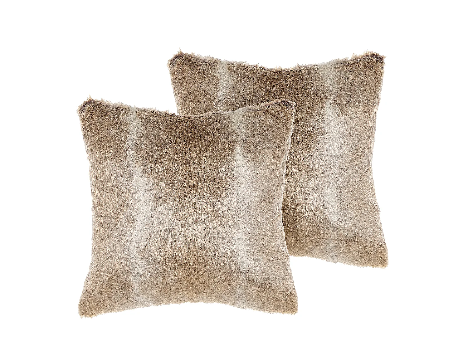 Lot de 2 coussins décoratifs HORDEUM Fourrure synthétique 45 x 45 cm Marron clair Unicolore