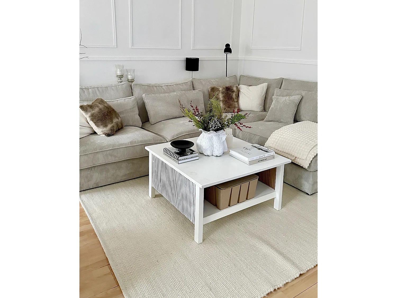 Set van 2 decoratieve kussens HORDEUM Nepbont 45 x 45 cm Lichtbruin Effen