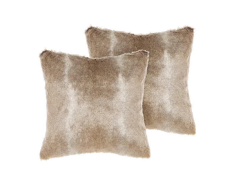 Set di 2 cuscini HORDEUM Finta pelliccia 45 x 45 cm Marrone chiaro Tinta unita