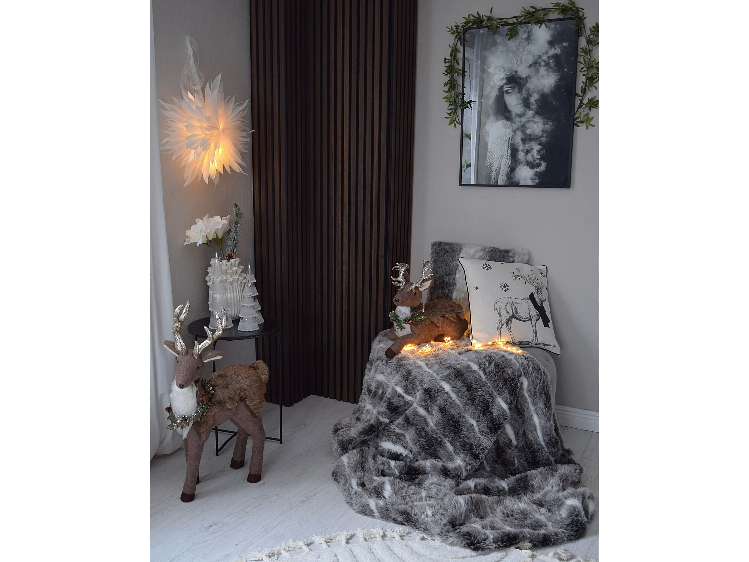 Conjunto de 2 almofadas decorativas HORDEUM Imitação de pele 45 x 45 cm Cinzento Às riscas