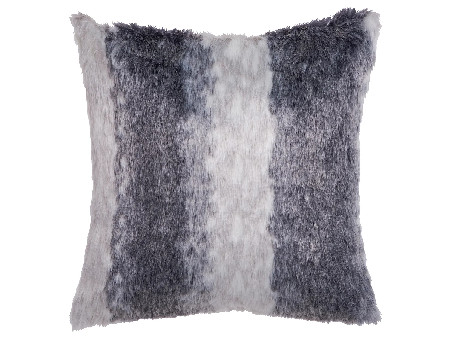 Set of 2 Decorative Cushions HORDEUM Faux Fur 45 x 45 cm Grey Striped