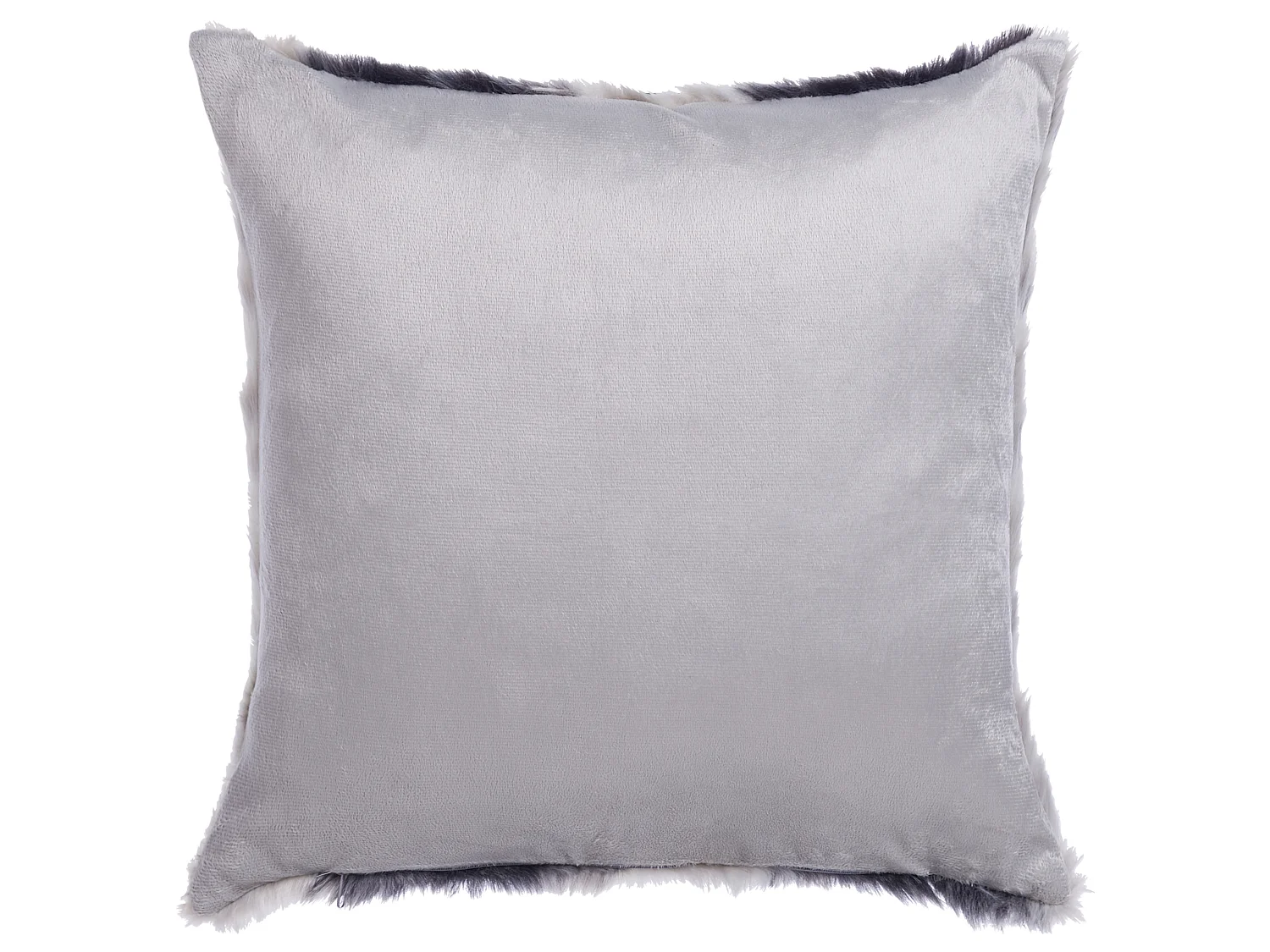 Set of 2 Decorative Cushions HORDEUM Faux Fur 45 x 45 cm Grey Striped