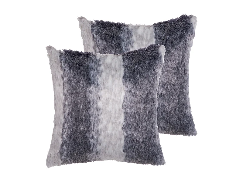 Lot de 2 coussins décoratifs HORDEUM Fourrure synthétique 45 x 45 cm Gris À rayure