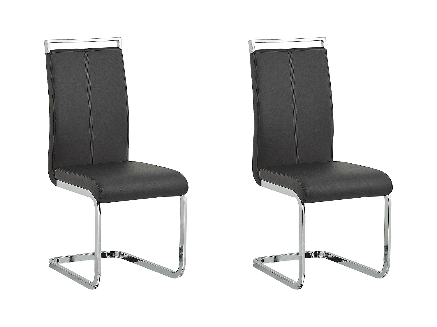 Lot de 2 chaises de salle à manger GREEDIN Cuir PU Noir