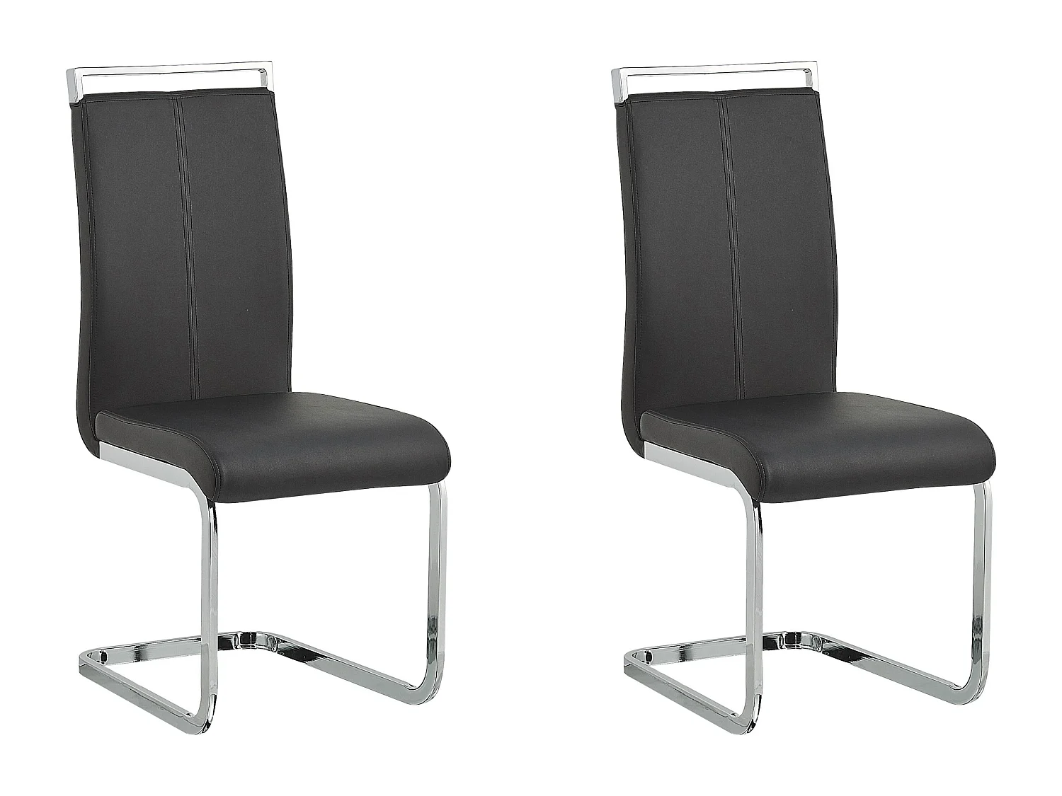 Lot de 2 chaises de salle à manger GREEDIN Cuir PU Noir