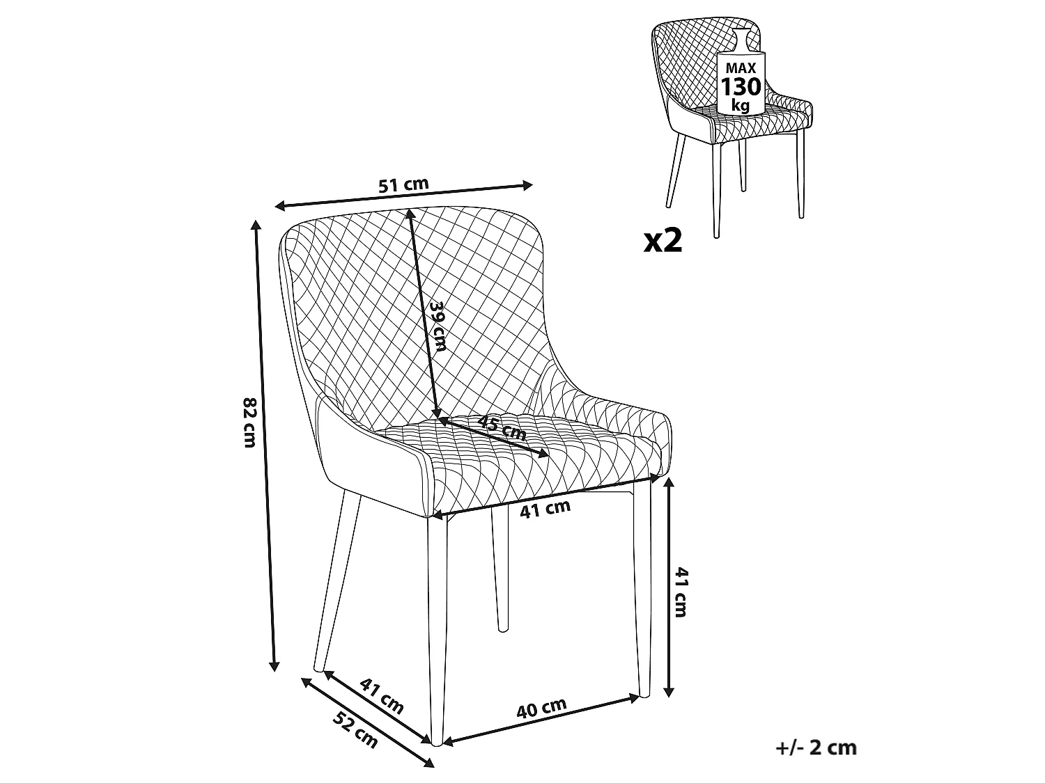 Set van 2 eetkamerstoelen SOLANO Turquoise