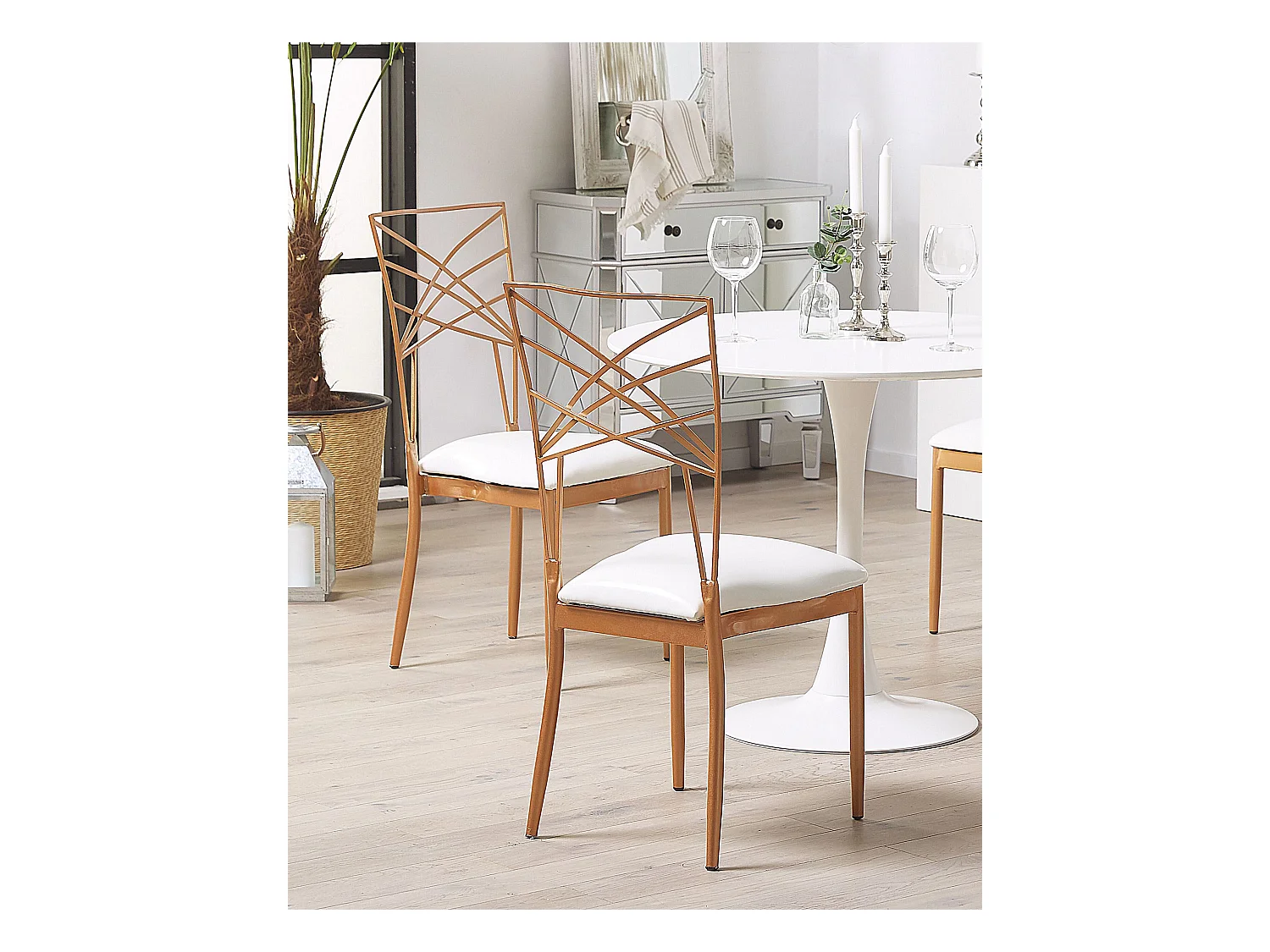 Trendy Stuhl 2er Set Esszimmerset roségold Metall Girard