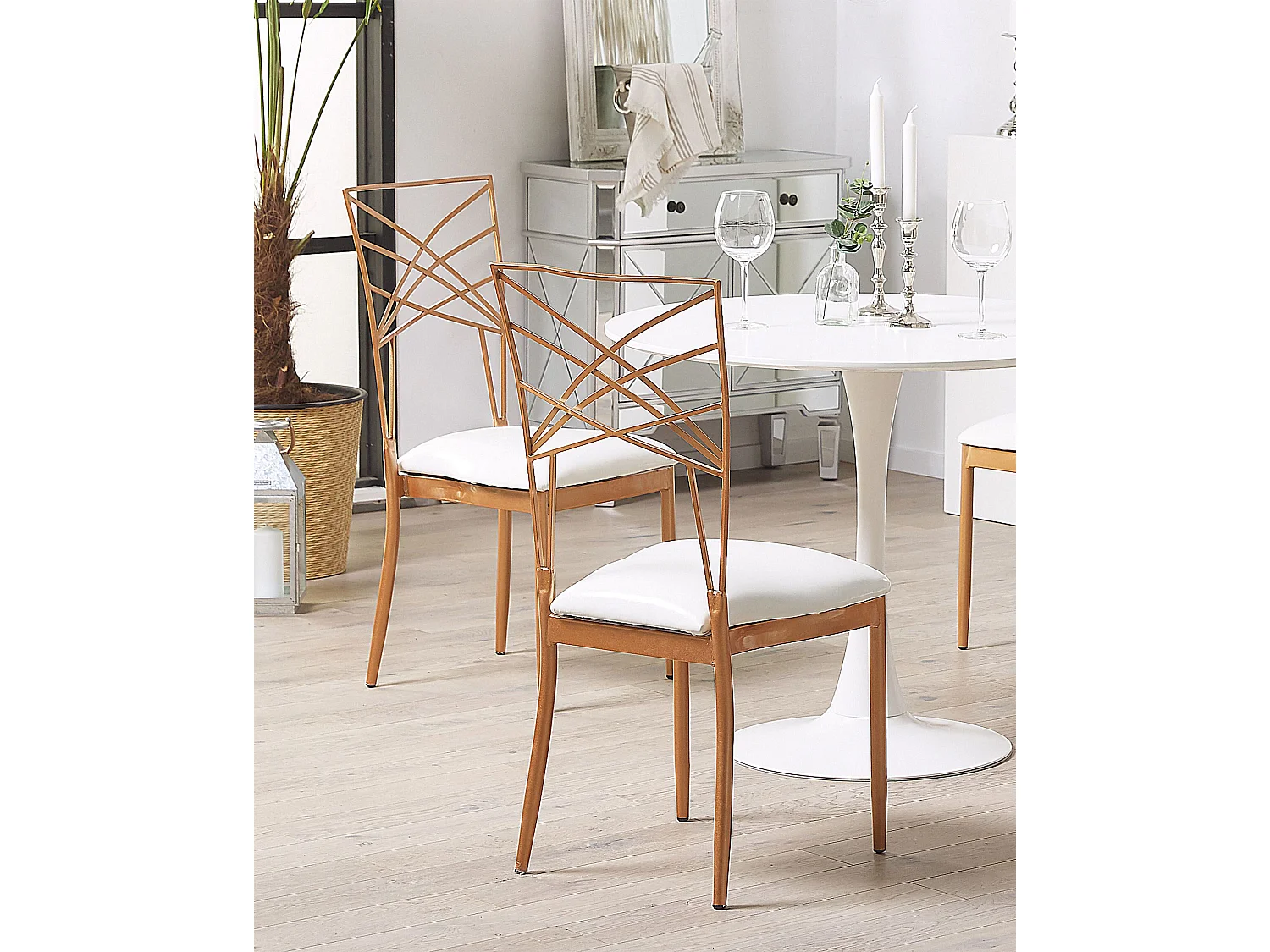 Lot de 2 chaises de salle à manger GIRARD Métal Rose doré