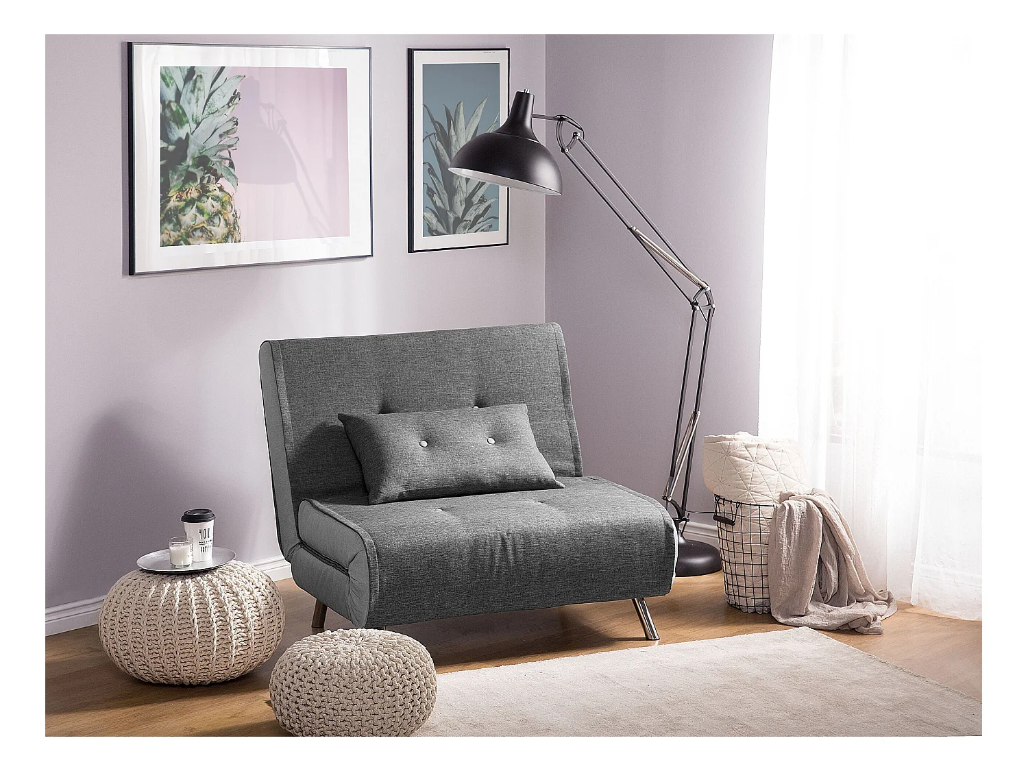 1-Sitzer Schlafsofa FARRIS Stoff Dunkelgrau