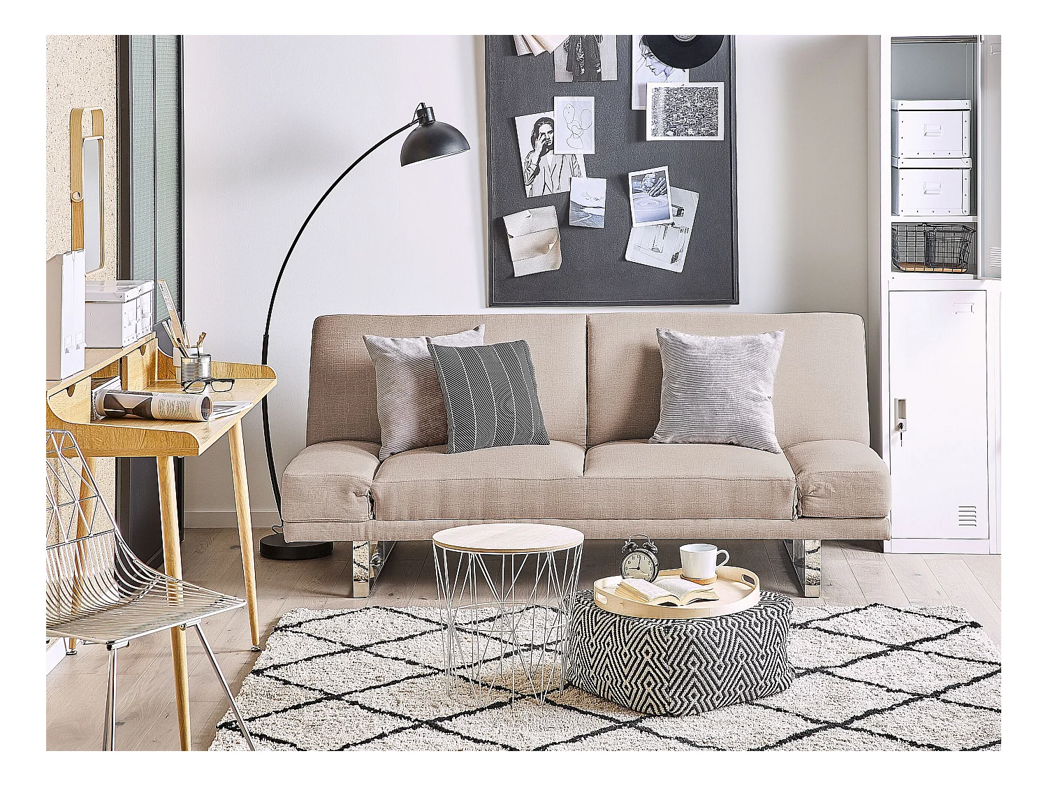 Canapé-lit 2 places YORK Tissu Beige