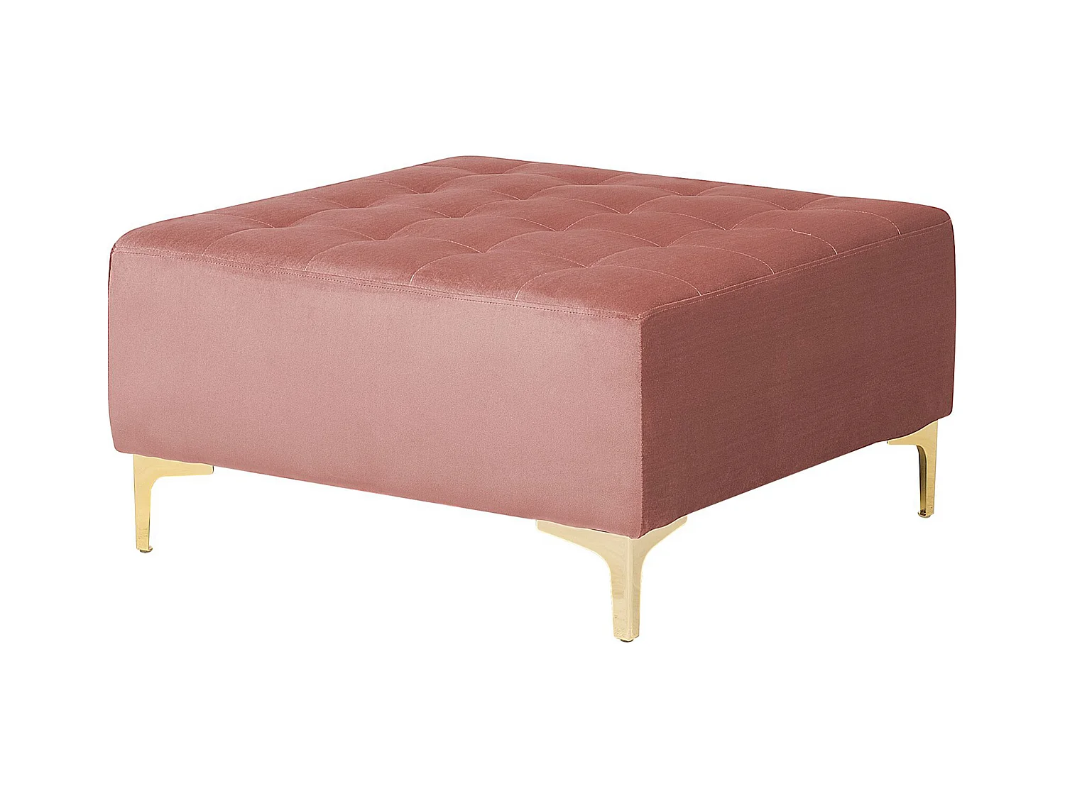 Sofá cama modular en U ABERDEEN Terciopelo Rosa con otomana 5 plazas