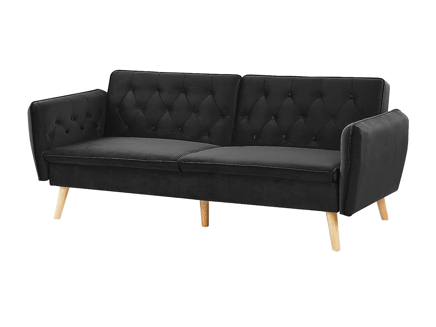 Slaapbank BARDU Fluweel Zwart 2-zitter