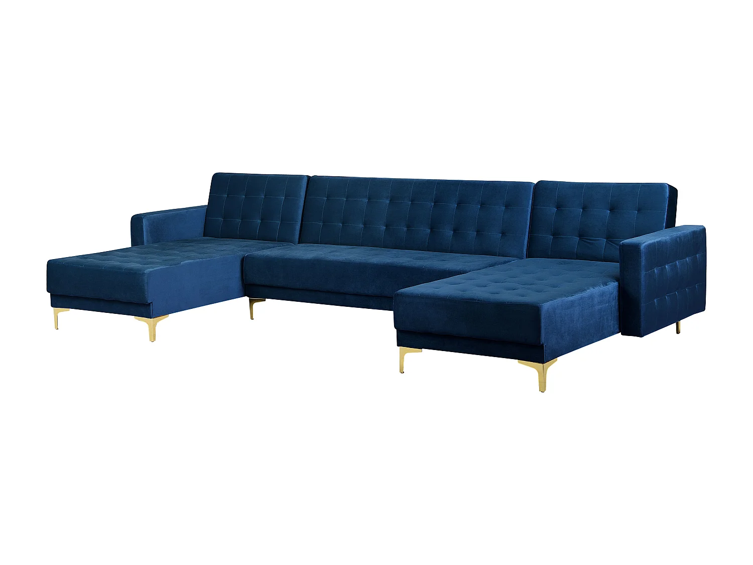Canapé-lit modulable en forme de U 5 places ABERDEEN Velours Bleu marine