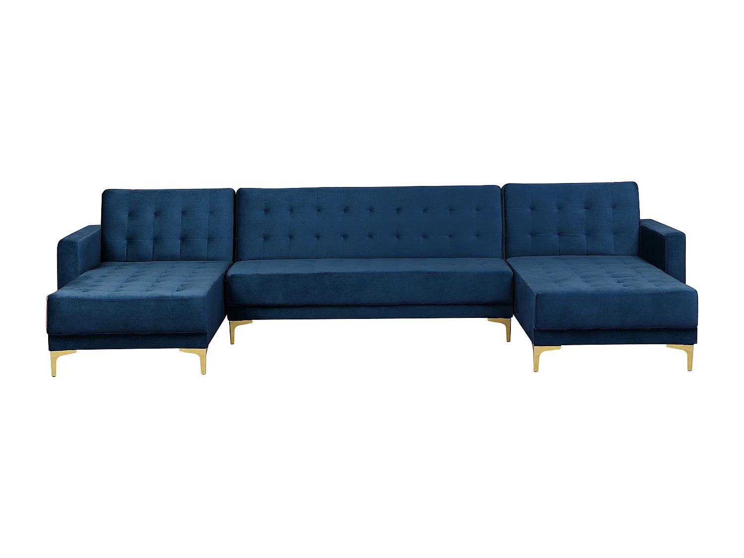 Canapé-lit modulable en forme de U 5 places ABERDEEN Velours Bleu marine