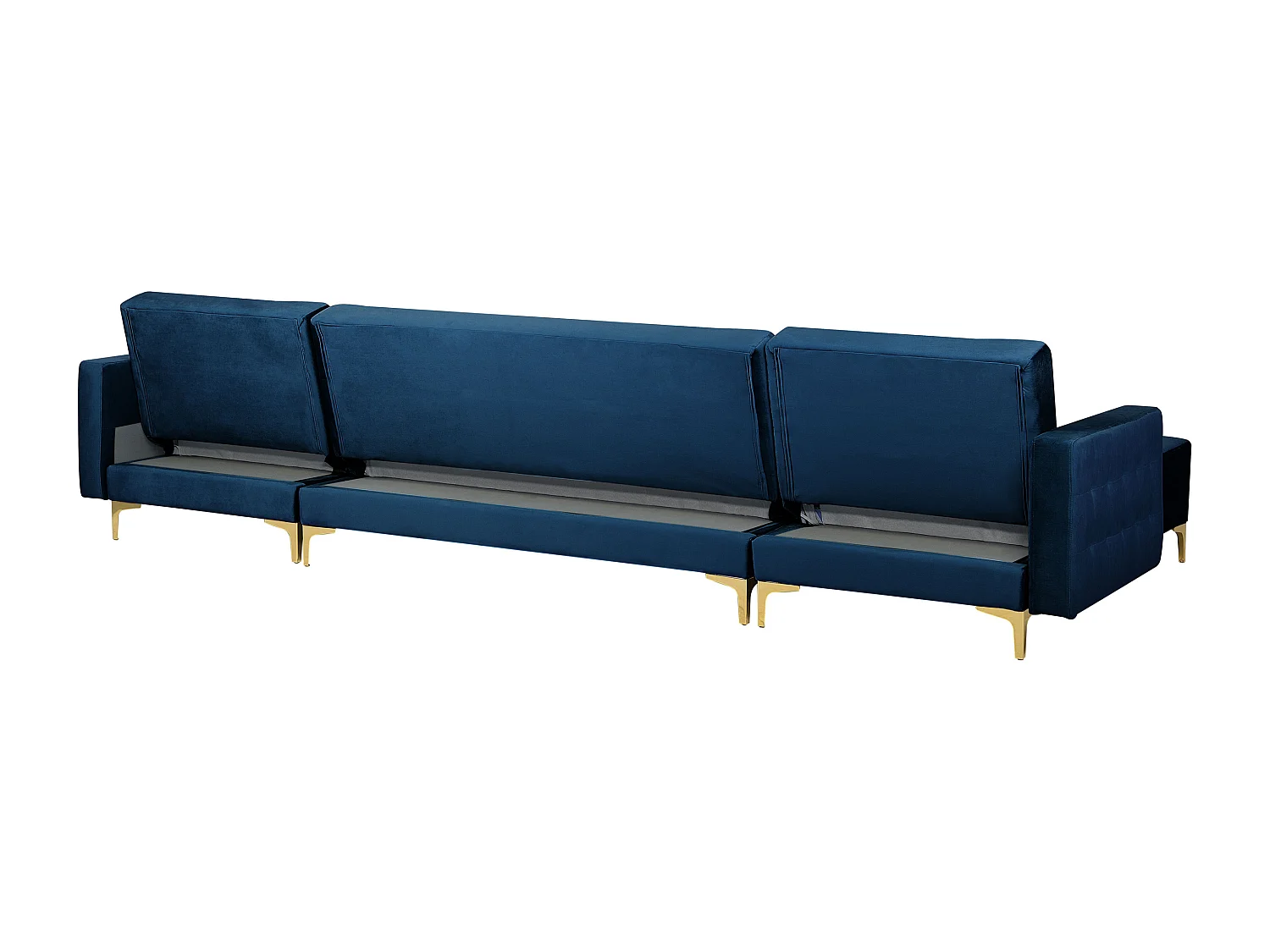 Canapé-lit modulable en forme de U 5 places ABERDEEN Velours Bleu marine