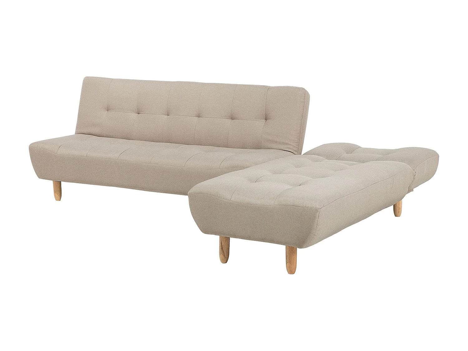 Canapé-lit d'angle modulable 4 places ALSTEN Tissu Beige clair Côté droite