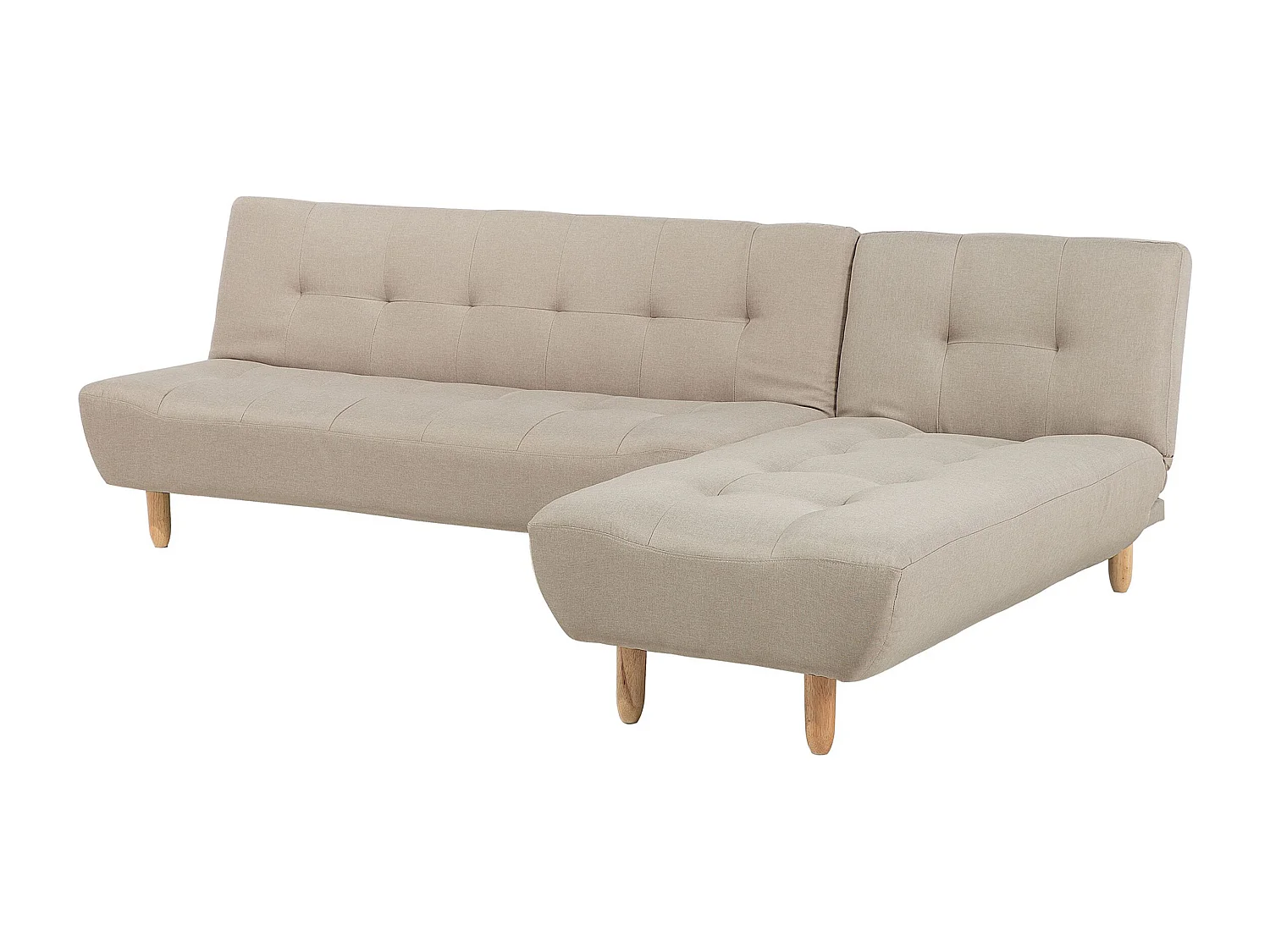 Canapé-lit d'angle modulable 4 places ALSTEN Tissu Beige clair Côté droite