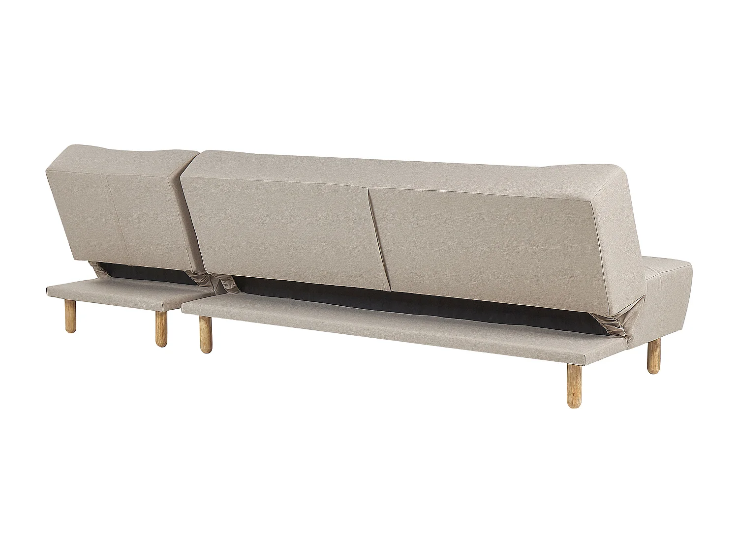 Canapé-lit d'angle modulable 4 places ALSTEN Tissu Beige clair Côté droite