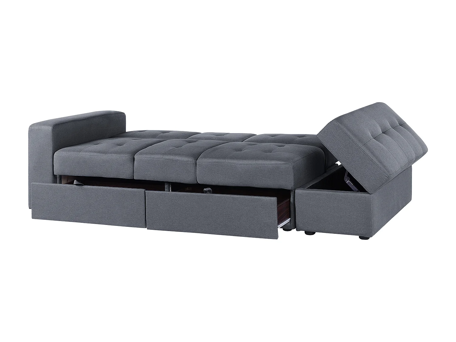 Sofá-cama FALSTER Tecido Cinzento escuro com arrumação 3 lugares