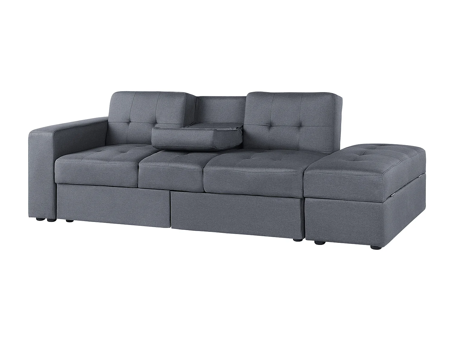 Canapé-lit 3 places FALSTER Tissu Gris foncé avec rangement