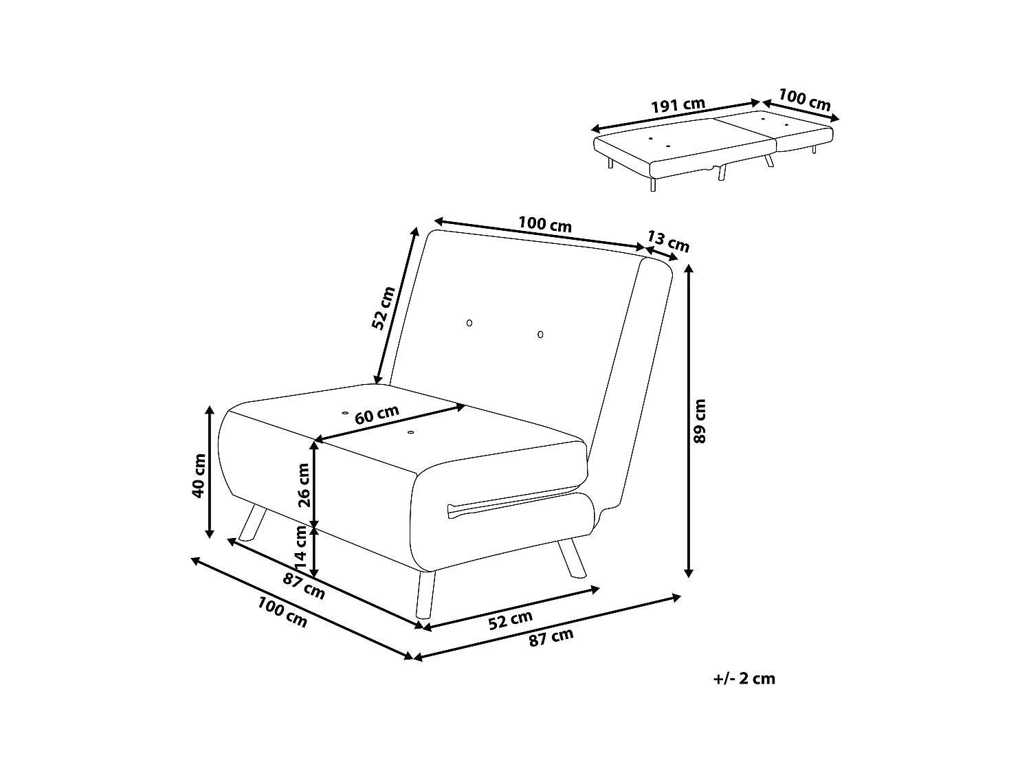1-Sitzer Schlafsofa Stoff rot mit hohen Edelstahlbeinen Kissen modern Farris