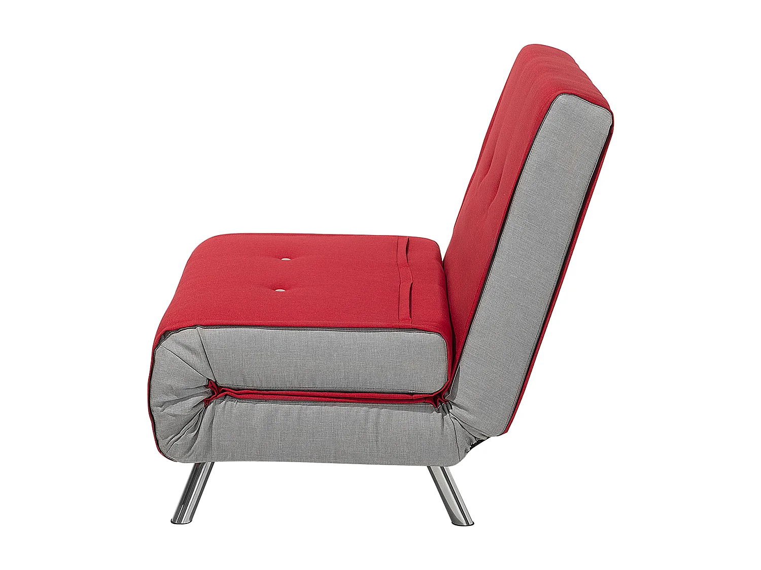 1-Sitzer Schlafsofa Stoff rot mit hohen Edelstahlbeinen Kissen modern Farris
