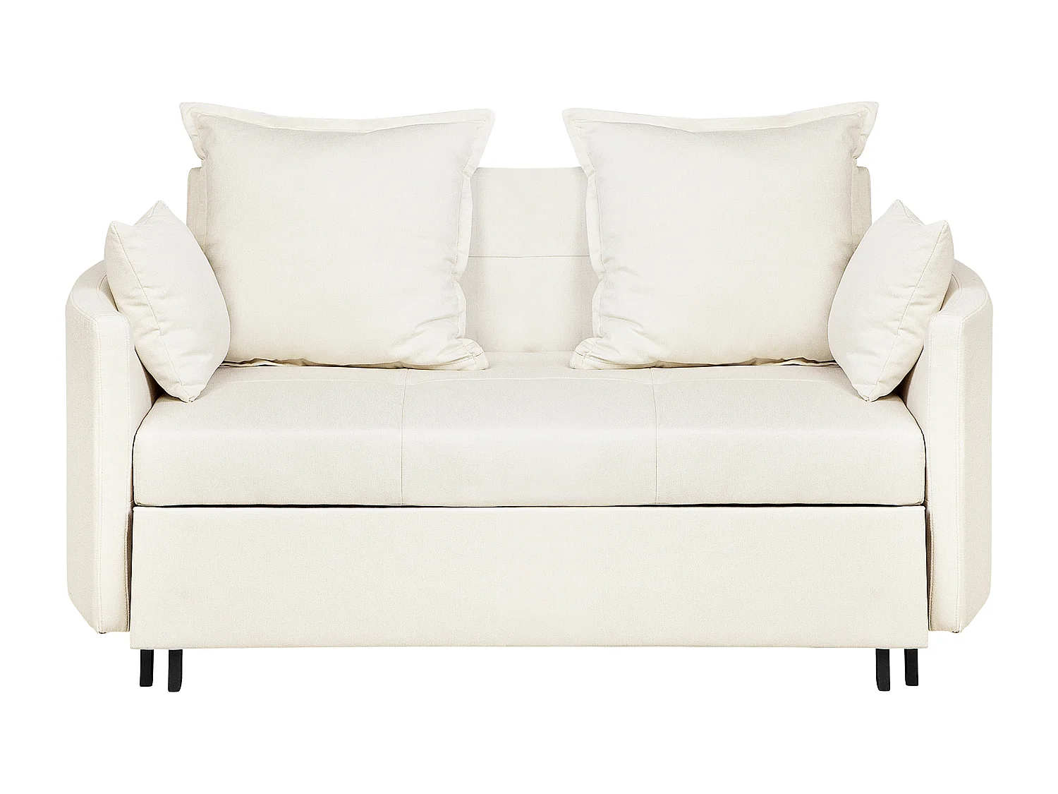 2-Sitzer Sofa mit Schlaffunktion Stoff beige creme Dekokissen Schlafsofa Hovin